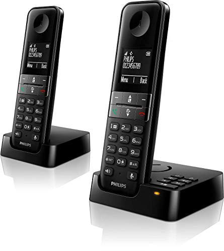 Philips D4752B/01 DECT Schnurlostelefon mit Anrufbeantworter, 2 Mobilteile