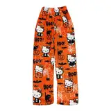 Generisch Hell? Ki??? Schlafanzughosen Für Damen Flanell Schlafhose Kawaii Warm Pyjamahose Lang Anime Matching Pyjamas Couple Bequeme Partner Pyjama Mädchen Hose Winter Kuschelhose Cute Hose