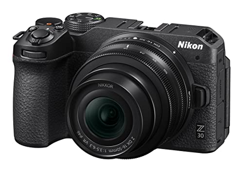 Nikon Z 30 Kit DX 16-50 Mm 1:3.5-6.3 VR + DX 50-250 Mm 1:4.5-6.3 VR (20,9 MP, 11 Bilder Pro Sekunde, Hybrid-AF Mit Fokus-Assistent, ISO 100-51.200, 4K UHD Video Mit Bis Zu 125 Minuten Länge) Schwarz