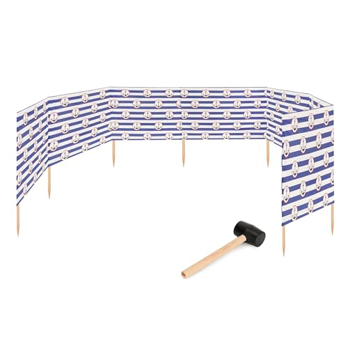 Garronda Strand Windschutz Sichtschutz 10m lang Plus Gummihammer GAEX001 (Streifen/Anker-2, 10 m)