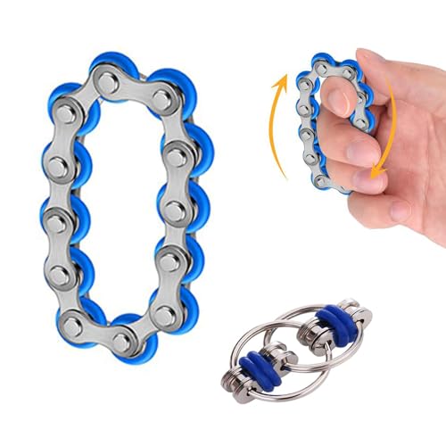 RHQFDM 2 Stück Unendlicher Flip Chain Flippy Chain Game Set Fidget Flippy Chain Stahl Spielzeug Stressabbaukette Spielzeug Zappelspiel zum Stressabbau Fahrrad Kettenrad Dekompression Spielzeug