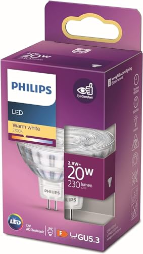 Philips LED GU5.3 Lampe, 20 W, Reflektor, silber, 36° drehbar, warmweiß