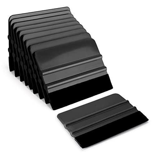 Ehdis Rakel Set Folien Rakel mit Filzkante Folienrakel Andrückrakel für Auto, Möbelfolie, Fensterfolie, Folierung, Tönungsfolie, Klebefolie Folierungs Werkzeug Set 4 Zoll (10 Stück, Schwarz)