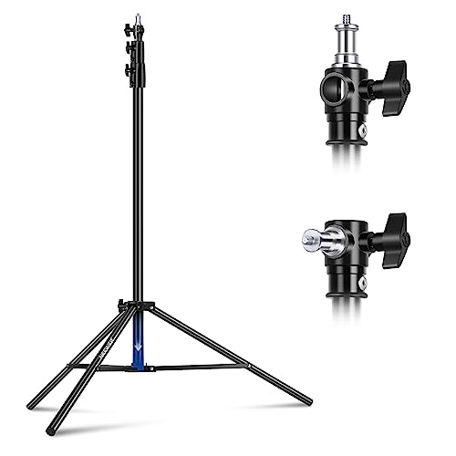 NEEWER 2,6m Lichtstativ, Luftgepolstertes Heavy Duty Metallstativ für Ringlicht Fotografie Lampen mit 1/4" zu 3/8" Schraubadapter und 3 Wege Schnittstellen, Tragfähigkeit: 2,5kg, ST-260AC