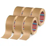 tesa 04713-00000-00 pack 4713 Paketband, Papier Klebeband zum Verschließen von Verpackungen, recyclingfreundlich und lösungsmittelfrei, Brau, 50 m x 50 mm im 6er Pack