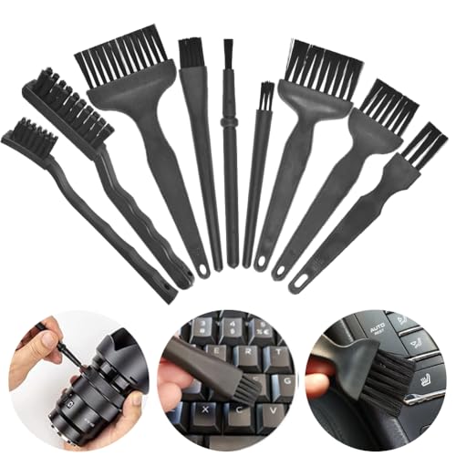 9 Stück Antistatische ESD Bürste, Tastatur Reinigungsset, Laptop Reinigungsset, Pinsel PC Reinigung, Nylon Antistatik Pinsel mit Kunststoffgriff für PC, Kamera, Laptop, Motherboard