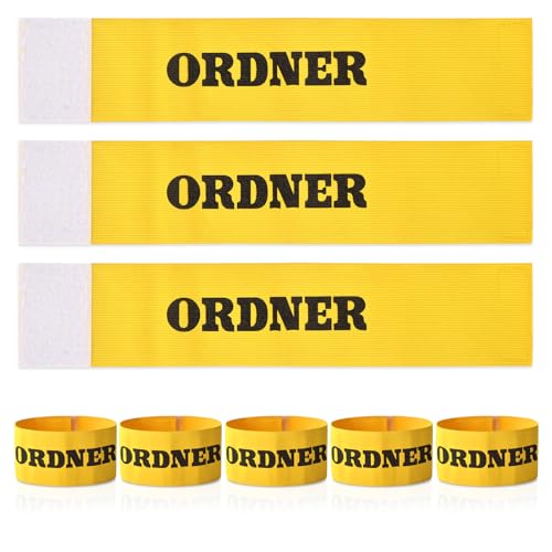 jiawaggag 5 Stück armbinden Klett Ordnerbinden Binde Armband Armbinde neon Ordner armbinden Set Fluorescent Yellow Trainingsausrüstung und Spiel Zubehör