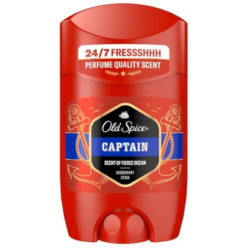 Old Spice Captain Deostick für Männer 50 ml, 24/7 Frischhh bei täglicher Anwendung, langanhaltender Duft in Parfumqualität, Schutz vor Gerüchen, Ohne Aluminiumsalze, unsichtbar auf Schwarz und Weiß