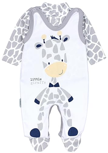 TupTam Baby Mädchen Jungen Strampler mit Langarmshirt Aufdruck Spruch 2 teilig, Farbe: Giraffe, Größe: 50