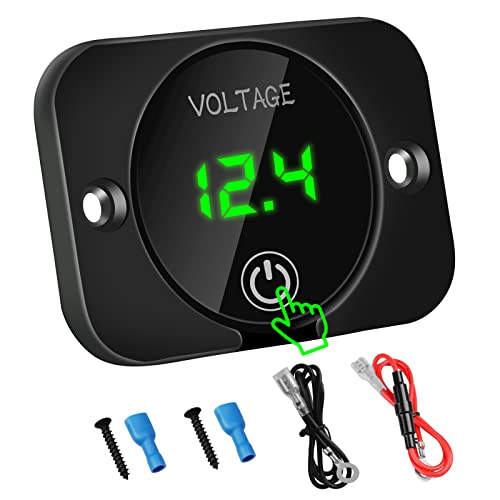 DC 12V 24V LED Digital Voltmeter Wasserdichtes Spannungsmessgerät Batterietester mit Grünlicht Digitalbildschirm Touch Display Panel für Auto Boot Marinefahrzeug Motorrad LKW Wohnmobil ATV UTV