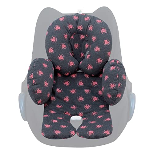 JYOKO Kids Sitzverkleinerer Antiallergikum Universal Baby 100% Baumwolle (Fluor Heart, Enthält eine Kopf- und eine Körperstütze, 2 Teile)