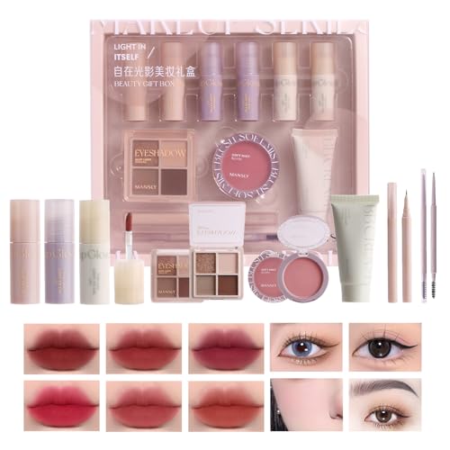 All In 1 Make-Up Sets, 11 Stück Make Up Set, Schminke Geschenk Set, Umfasst Lipgloss, Rouge, Lidschattenpalette, Augenbrauenstift, Eyeliner Und BB cream, Seidig Weich, Für Perfekte Geschenk