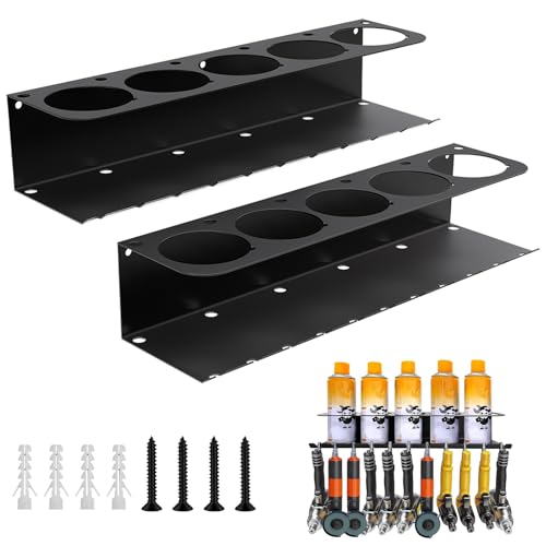 beibijio 2 Stück Spraydosenhalter für Werkstatt,3 inch Kohlenstoffstahl Sprühdosenhalter Wandregal mit 5 Löchern,Vielseitig Dosenhalter für Sprühflaschen,Organizer für Elektrowerkzeuge