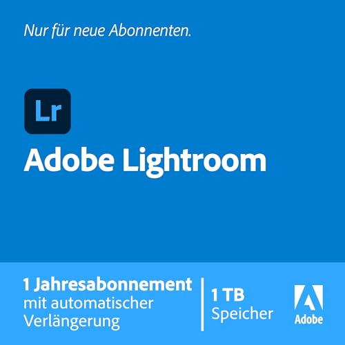 Adobe Lightroom 1 TB | Fotos bearbeiten, organisieren & teilen |Generative KI | Jahresabonnement mit automatischer Verlängerung | PC/Mac