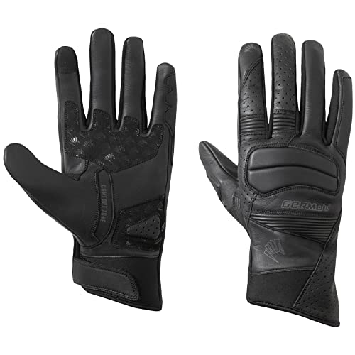 Germot Motorradhandschuhe Seca schwarz Sommer Leder Stretch ergonomisch, 11 / XL