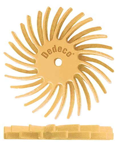 Dedeco Sunburst - 7/8” TC Dual Radial Bristle Discs - 1/16” Arbor - Precision Thermoplastic Rotary Cleaning and Polishing Tool, Extra-Fine 6 Micron (12 Pack)