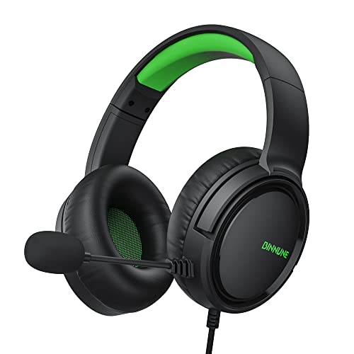 BINNUNE Xbox Headset, Gaming Headset mit Mikrofon für Xbox Series X|S Xbox One PS4 PS5 PC Switch, Gaming Kopfhörer mit Kabel und Mikrofon Noise Cancelling Headset Xbox, Grün