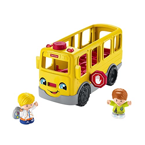 Fisher-Price HJN36 - Little People Schulbus – mehrsprachige Version, Spielzeug zum Anschieben mit Musik für Kleinkinder und Vorschulkinder ab 1 Jahr