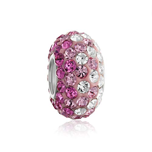 Bling Jewelry Leicht Rosa Magenta Gradient Crystal Spacer Bead Core .925 Sterling Silber Fits European Charme Armband Für Frauen Für Teenager