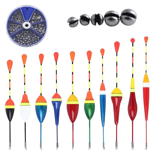 Riceel Fishing Posen Set 10 Stück Schwimmer Angeln Forelle Angelpose Posen Angeln Angelposen Bobbers mit Angelblei 0.6g-4.5g Schwimmer für Fischerei