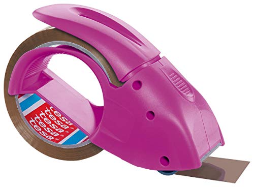 tesapack Abroller Pack' n' Go - Ergonomischer, pinker Handabroller für Paketbänder - Inklusive 50 m x 48 mm Klebeband