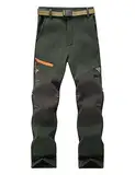 Echinodon Kinder Softshellhose Gefütterte Outdoorhose Jungen Mädchen Hose Winddicht Wasserabweisend Wanderhose Armeegrün XL