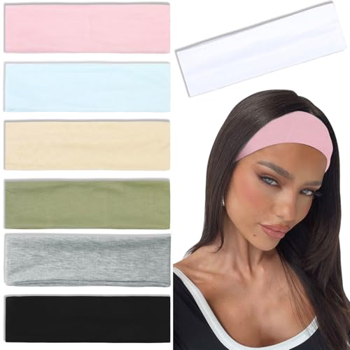 Nayyana 7 Stück Stirnbänder für Damen, rutschfest, trendige Damen-Haarreifen, elastische Haarbänder, Haar, Workout, Schweiß, Stirnbänder, weiches, Baumwolltuch-Stirnband
