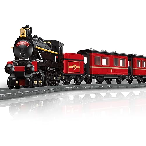 Beberlu Technik Zug Retro Dampflok Zug Modell Bausteine, 789 Teile Dampflokomotive Bausatz mit Eisenbahn, Stadt Güterzug Gebäude, Kreative Geschenke für Erwachsene und Alter 6+ Jungen