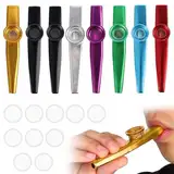 8 Stück Kazoo Set,Kazoo Instrument Set,Metall Kazoo,7 Farben Metall Kazoo,Aluminiumlegierung Kazoo mit 10 Stück Kazoo-Membranen enthalten,für Musikliebhaber Anfänger Favors Geschenke