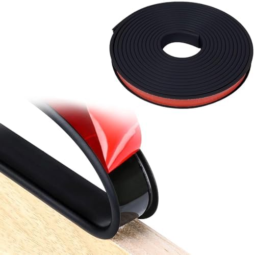 Selbstklebend Möbelkantenband, 5M U-Form Umleimer Furnierklebeband,Innenbreite 16 mm Flexible TPE Faltbarer Kantenschutz, Schrank Schutz&Reparatur, für Tisch, Schwarz(16 mm)