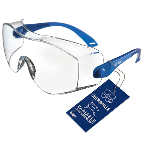 Dräger Schutzbrille X-pect 8120 | Einstellbare Überbrille auch für Brillenträger | Für Baustelle, Labor, Werkstatt und Fahrrad-Fahren | Leicht, klar und kratzfest | 1 St.