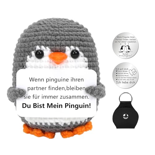 Mini Pinguin Ich Liebe Dich Geschenke, Jahrestag Geschenk für Frauen, Pinguin Puppe mit Liebesmünzen Karte, Pocket Hug Pinguin, Romantische Geschenk für Ehefrau Hochzeitstag Valentinstag Geburtstag