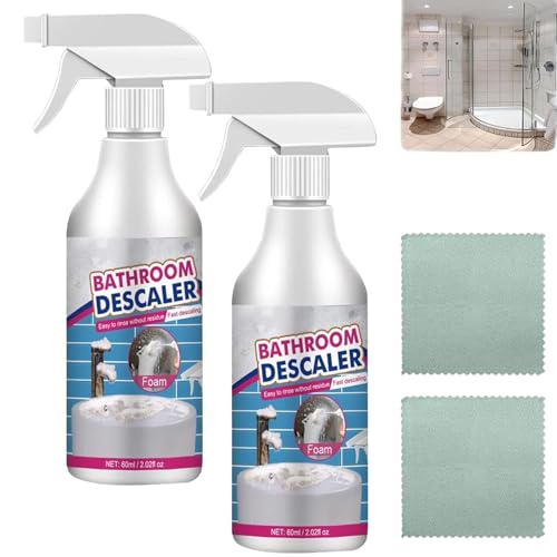 2Stück Bathroom Descaler Spray,Bathroom Foam Cleaner,Multipurpose Bathroom Descaler Foam,Stubborn Stains Cleaner(60ML x 2)