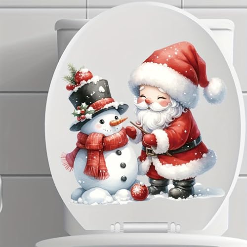 Weihnachten Toilettendeckel Aufkleber, Weihnachtsmann Schneemann Wandaufkleber Weihnachten WC Dekorationen, Weihnachtsmann & Schneemann Toilettenaufkleber, Lustige Weihnachtsaufkleber für Badezimmer