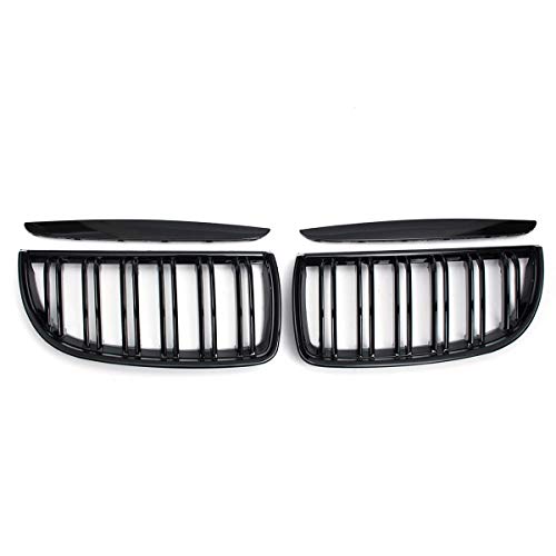 Viviance Paar glänzend schwarz Doppel Lamellen Sport Nierengitter Grill Set kompatibel mit BMW E90 E91 2005-2008