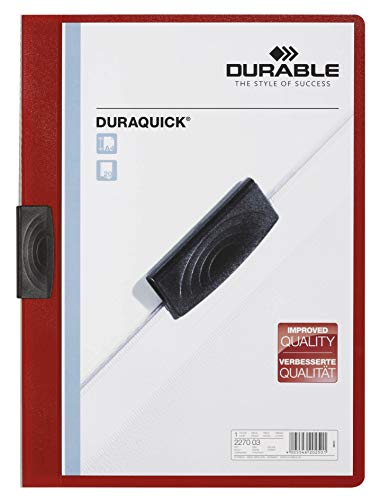 Durable Klemm-Mappe Duraquick Klemmappe für 1-20 Blatt, 20 Stück, rot, 227003