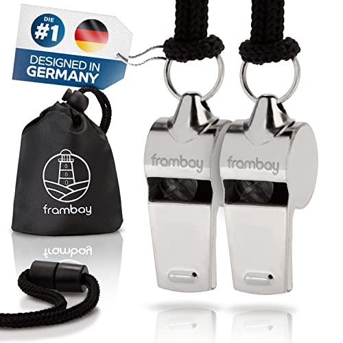 Frambay 2 STK. Trillerpfeife - Pfeife mit innovativer [AirSpin] Kugel I Schiedsrichterpfeife I Signalpfeife I Whistle I Trillerpfeife laut Notfall I Trillerpfeife sportunterricht