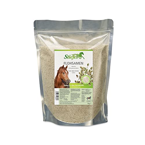 Stiefel Flohsamen für Pferde, 100% naturbelassene indische Flohsamenschalen, unterstützt die Selbstreinigungsfunktion des Darms, 1kg
