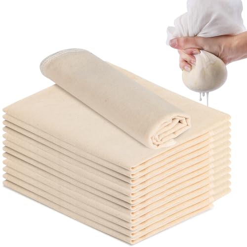 Passiertuch 10 Stück Käsetuch 50x50cm Mulltuch Waschbares Leinentuch Wiederverwendbar Filtertuch Seihtuch Weiß Käsetücher zum Sieben von Saft Käse Tee Nussmilch