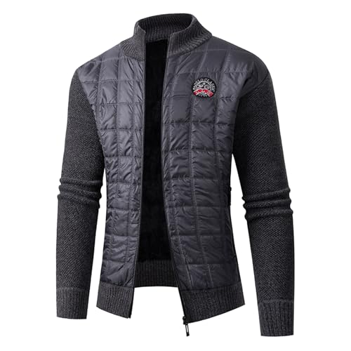 SRZYMJ Mantel Herren Grau Wintermantel Übergangsjacke Mit Kapuze Dünn Outdoorjacke Leicht Jacke Softshelljacke Steppjacke Leicht Zweifarbig Funktionsjacke Parka Winter Sportjacke Freizeitjacke