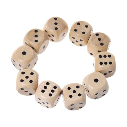 WeddHuis 10 Stück Große D6 Holzwürfel Würfel-Set Kartenspiel Partyspiele zubehör (2cm) (Natürlich)