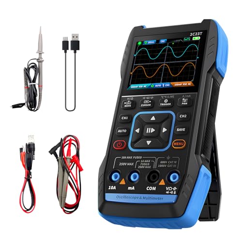 Handheld Digital Oscilloscope with 2 Channels 3-in-1, 2 Kanäle, 10 MHz Bandbreite, 50 MSa/s Abtastrate, 10000 Zählungen, Spannung, Strom, Kondensator, Widerstand, Diodentest