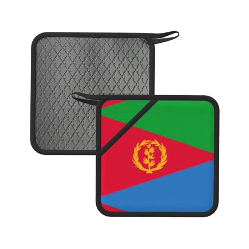Topfmatten 2er Set Küche rutschfeste Isoliermatten zum Kochen Backen Grillen Topfmatten Eritreische Flagge Muster