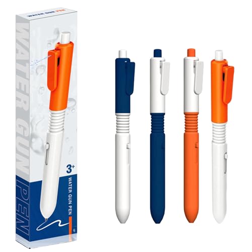 4ST Prank Squirt Pen | Wasserpistole Lustige Stift | Druckkugelschreiber Schulbedarf mit Wasserpistolenfunktion | Aprilscherz Streich Wasserkampfspiel Kugelschreiber Spielzeug (Zufällige Farbe)