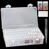 Yabound 64 Slots Saatgut Aufbewahrungsbox, Kunststoff Saatgut aufbewahrungsbox mit 112 Etikettenaufklebern und 1 Pinzette, Samen Organizer für Blumensamen, Gemüsesamen, Diamond Painting Zubehör