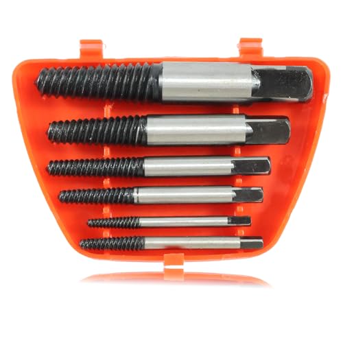 6 Stück Schraubenausdreher Set, Spiral Screw Extractor, Linksausdreher Set Profi, Schrauben Ausdrehwerkzeug, Ausdrehwerkzeug Schrauben, Linksbohrer, Silber