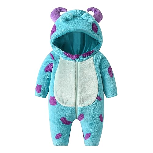 Baby Junge Mädchen Hai Kostüm Plüsch mit Kapuze Strampler Cute Animal Cosplay Jumpsuit Weihnachten Herbst Winter Kleidung (B Monsters, 2-3 Years)