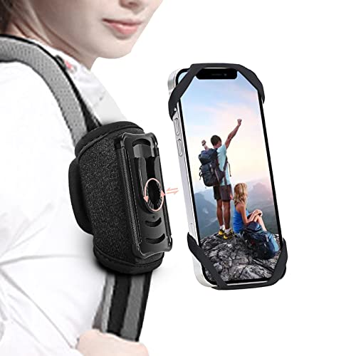 HEZEN Outdoor Handy-Halter mit abnehmbare Halterung Handytasche Rucksack,Rucksack Handyhalter,Smartphone Tasche Schutzhülle für Most iPhone, Samsung,Schwarz