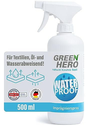 Green Hero Textil Imprägnierspray 500 ml | gegen Regen & Schmutz für Jacken, Schuhe, Sofa, Couch und Leder | effektive Nanoversieglung | Imprägnierung für Textilien mit Bester Waschbeständigkeit