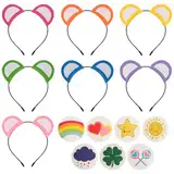 BOOMTOP 7pcs Bärenohren Stirnbänder Bär Tier Haarreif mit 7pcs Aufnäher Selbstklebend Glücksbärchis Kostüm Haarschmuck Cartoon Patches für Kinder Erwachsene Karneval Fasching Festival Mottoparty